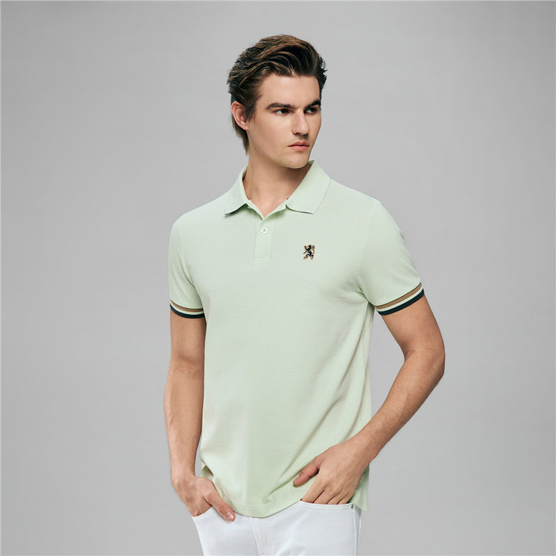 Men's Cotton Slim Performance Polo With Small Lion Embroidery