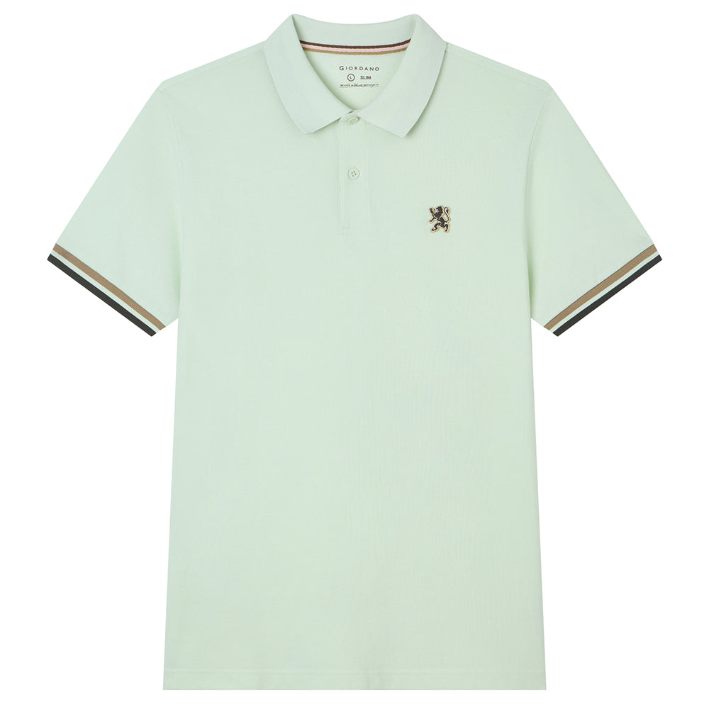Men's Cotton Slim Performance Polo With Small Lion Embroidery
