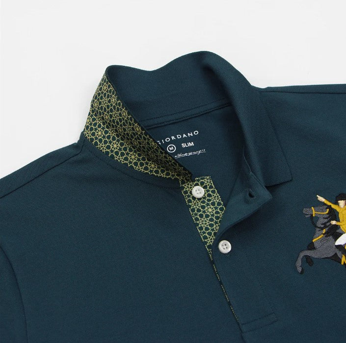 Men's Slim Fit Cotton Short Sleeve Napoleon Polo