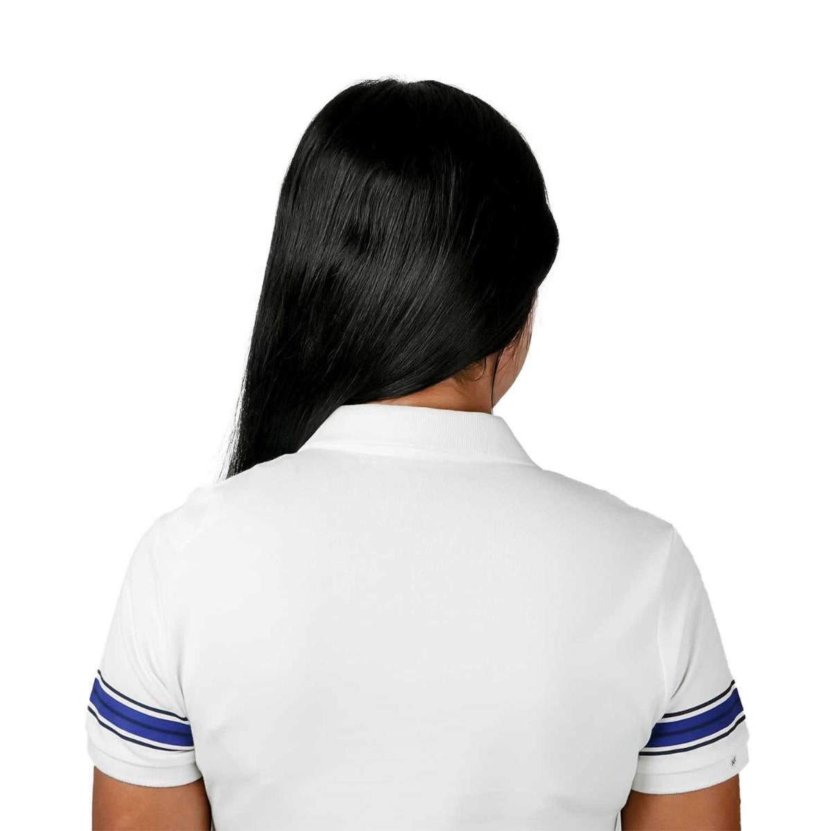 قميص بولو نسائي من القطن بيكيه مطرز بجرأة - قصة ضيقة، وأكمام قصيرة