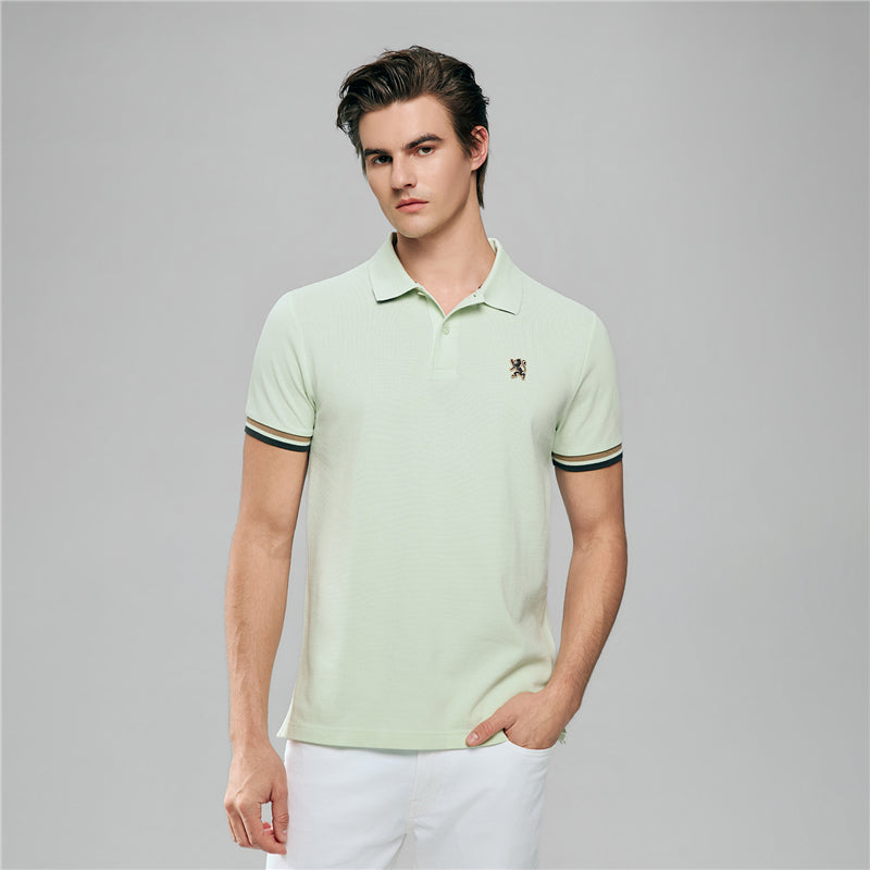 Men's Cotton Slim Performance Polo With Small Lion Embroidery