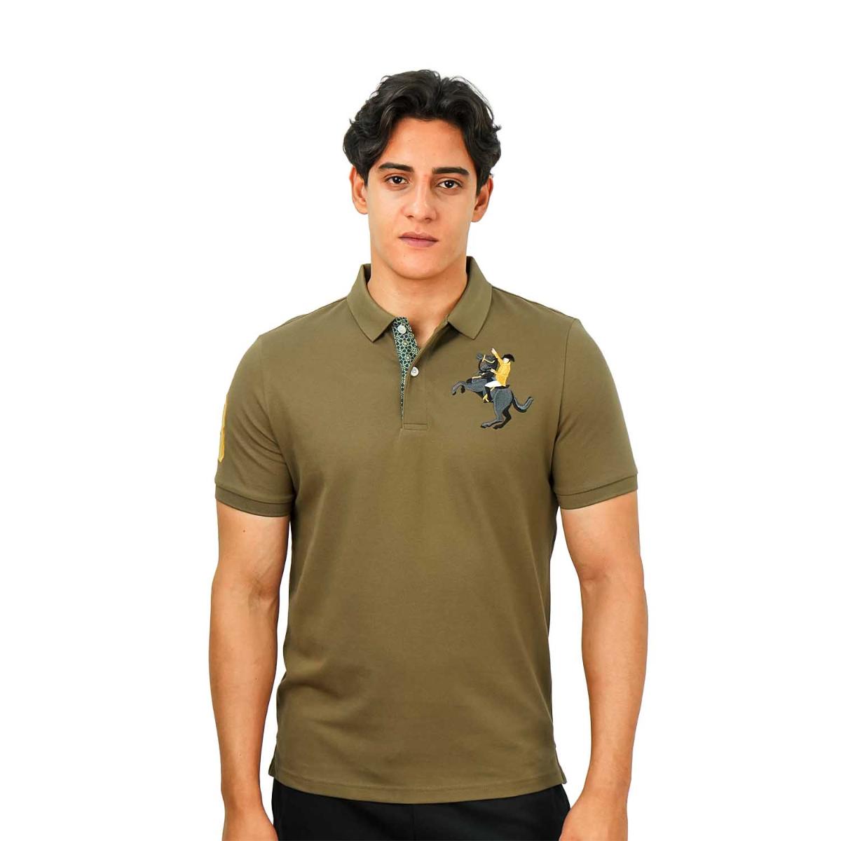 Men's Slim Fit Cotton Short Sleeve Napoleon Polo