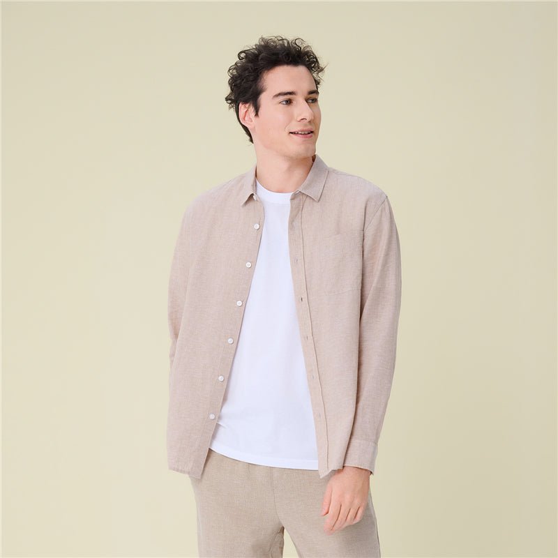 Men's Slim Linen Cotton Solid Shirt