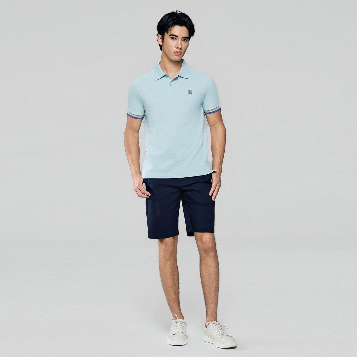 Men's Cotton Slim Performance Polo With Small Lion Embroidery