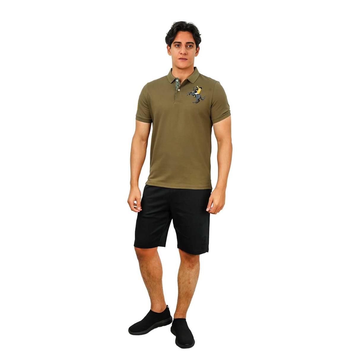 Men's Slim Fit Cotton Short Sleeve Napoleon Polo