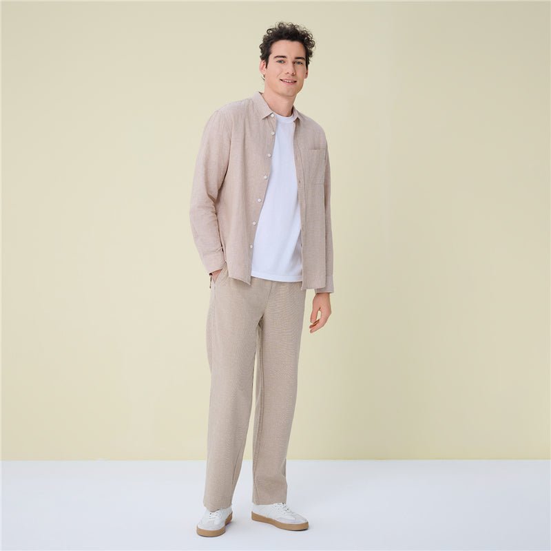 Men's Slim Linen Cotton Solid Shirt