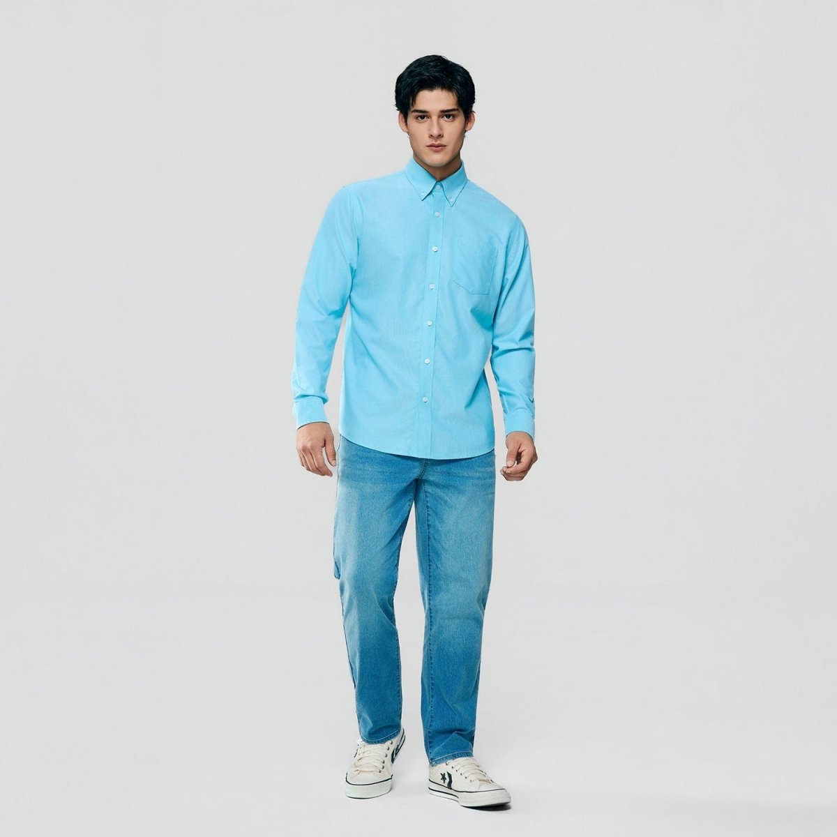 Men’s Cotton Long-Sleeve Wrinkle-Free Shirt