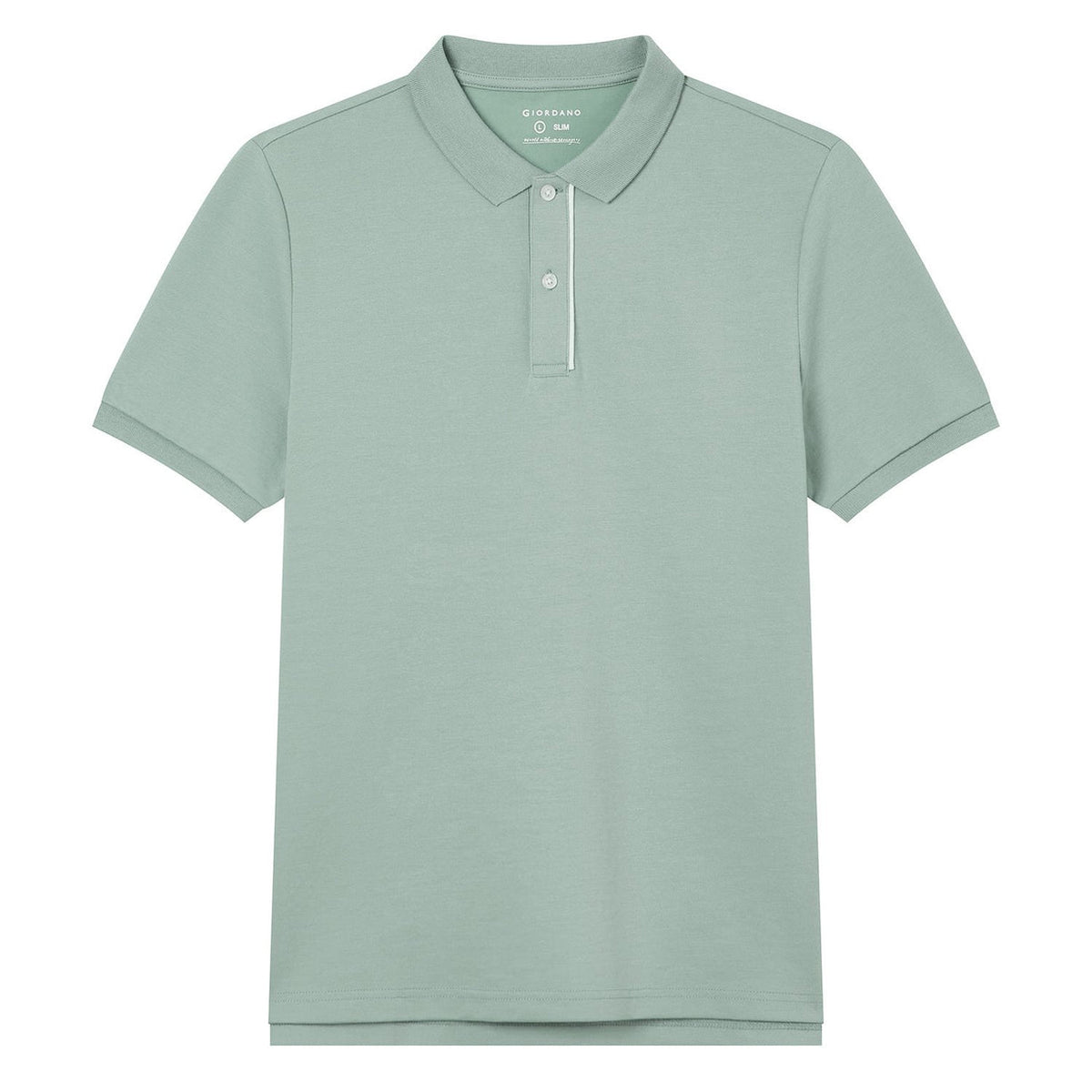 Men's Slim Fit Cool Touch Cotton Nylon Pique Flat Knit Collar Solid Polo