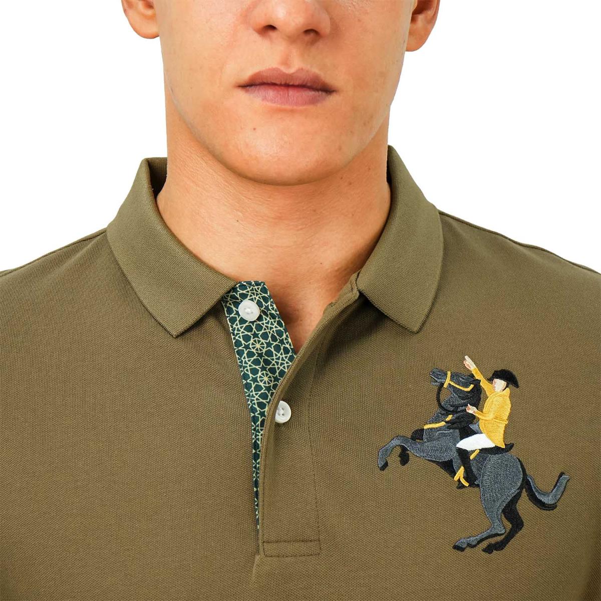 Men's Slim Fit Cotton Short Sleeve Napoleon Polo