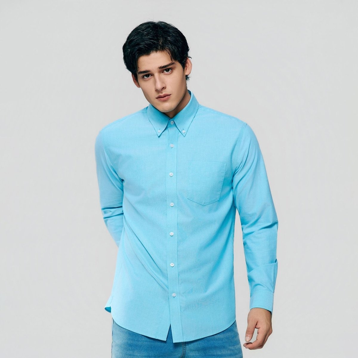 Men’s Cotton Long-Sleeve Wrinkle-Free Shirt