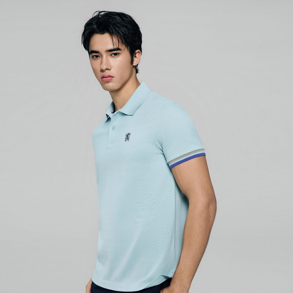 Men's Cotton Slim Performance Polo With Small Lion Embroidery