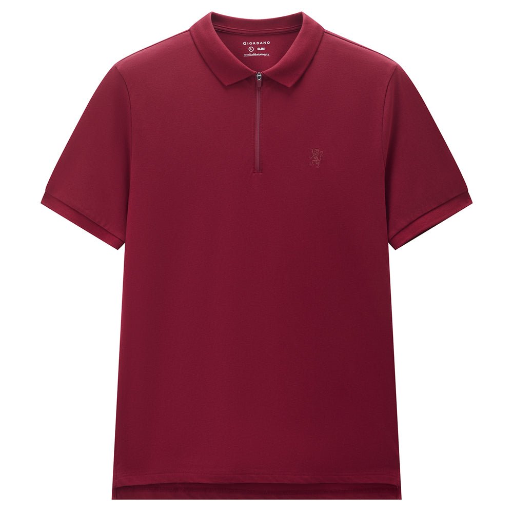 Men's Slim Fit Small Lion Zipper Polo