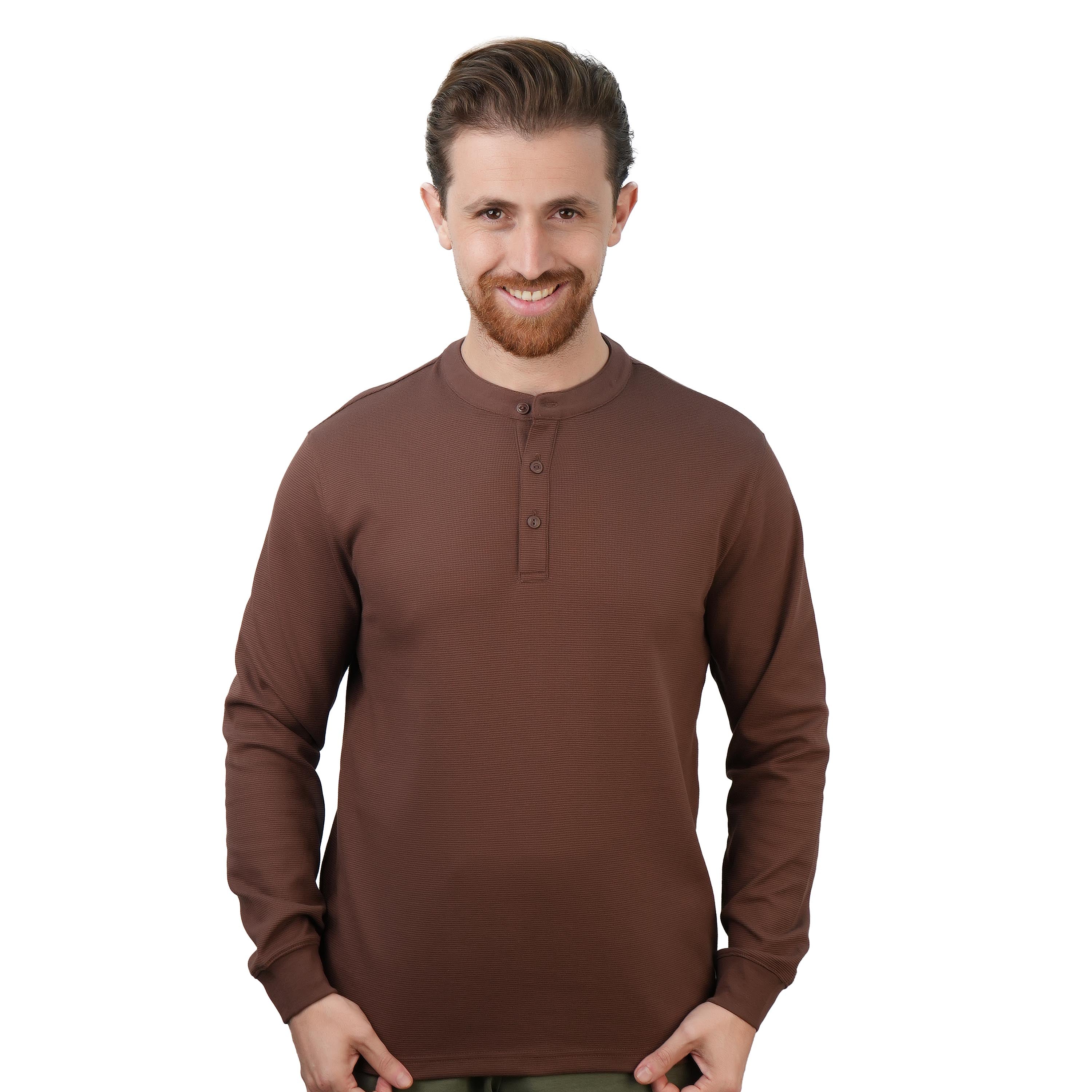 Men's Long Sleeve Stretch Waffle Henley Tee