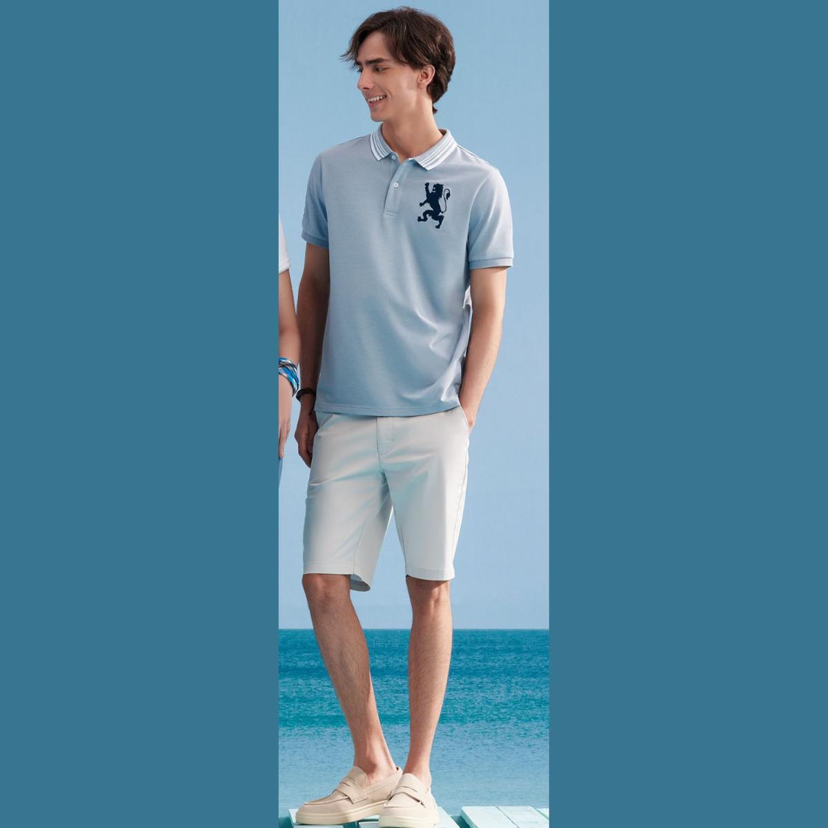 Men's 3D Lion Polo: Slim Fit, Bold Embroidery, Premium Pique