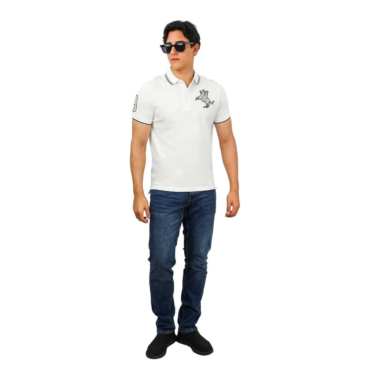 Men's Slim Fit Cotton Short Sleeve Napoleon Polo