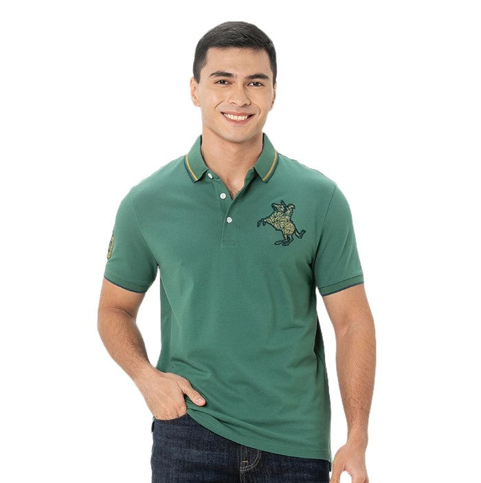 Men's Slim Fit Cotton Short Sleeve Napoleon Polo