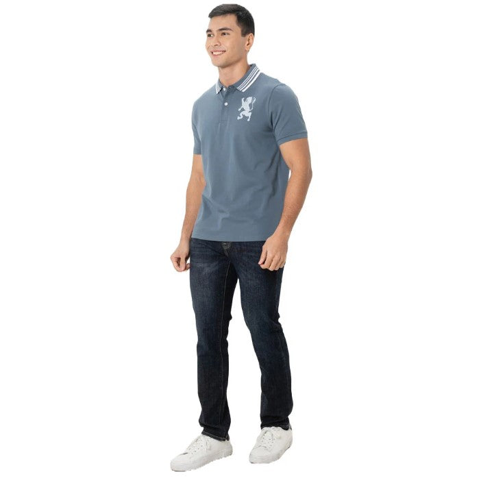 Men's 3D Lion Polo: Slim Fit, Bold Embroidery, Premium Pique