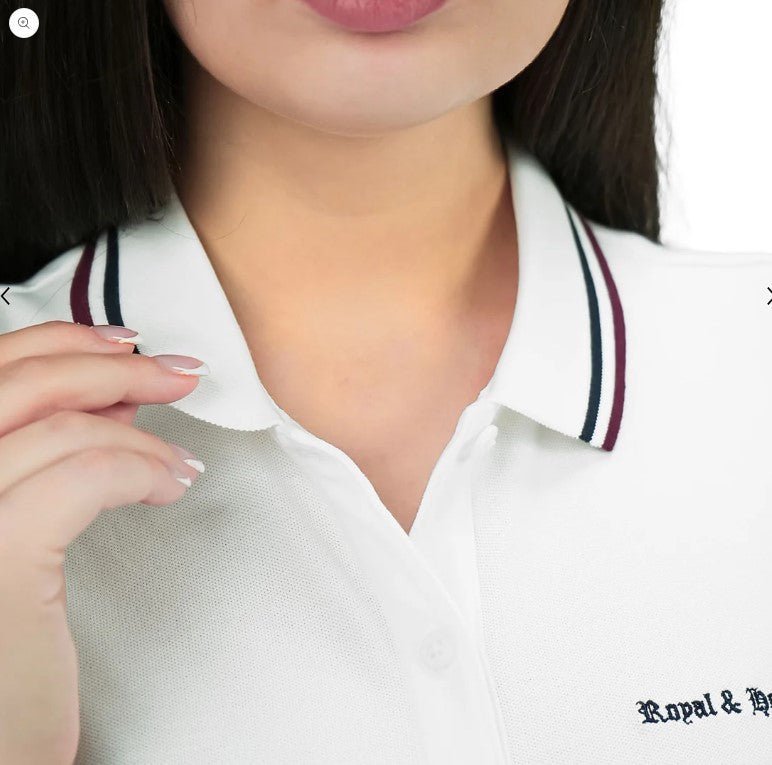 Women Cotton/Lycra Pique Flat Kint Color Short Sleeve Classic Slim Emborders