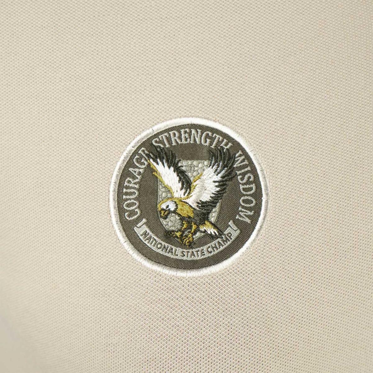 قميص بولو نسائي من القطن بيكيه مطرز بجرأة - قصة ضيقة، وأكمام قصيرة