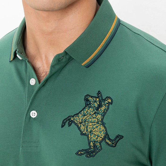 Men's Slim Fit Cotton Short Sleeve Napoleon Polo