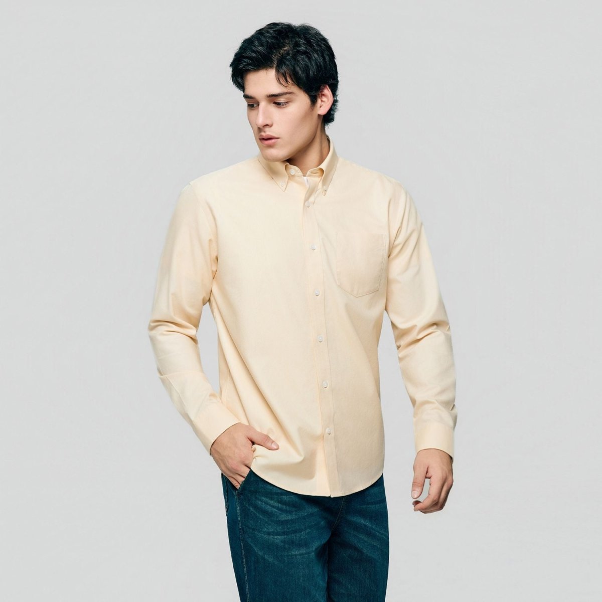 Men’s Cotton Long-Sleeve Wrinkle-Free Shirt