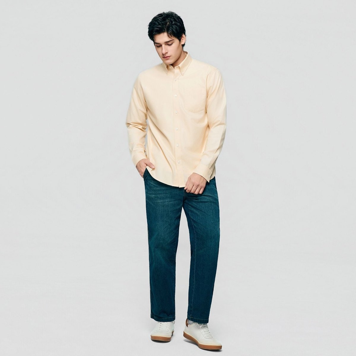 Men’s Cotton Long-Sleeve Wrinkle-Free Shirt