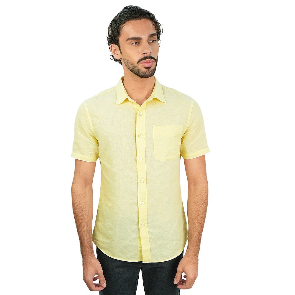 Men's Slim Linen Cotton Short-Sleeve Shirt
