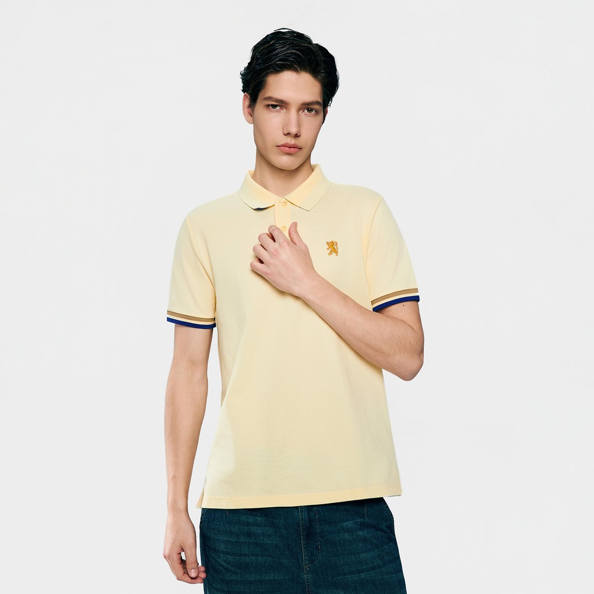 Men's Slim Fit Embroidered Solid Polo