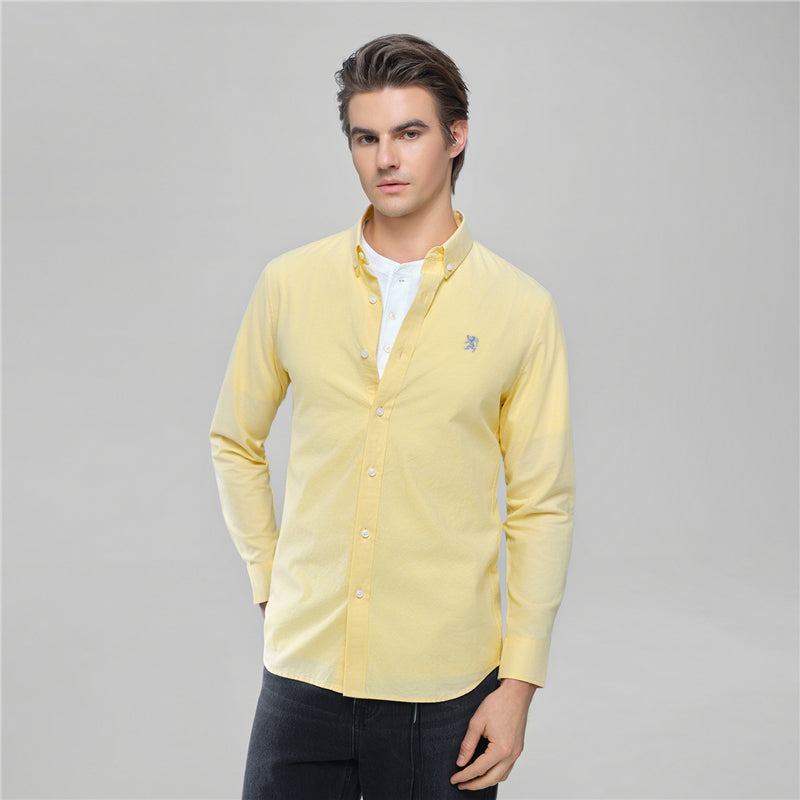 Men's Cotton Slim Oxford Shirt With Embroidery