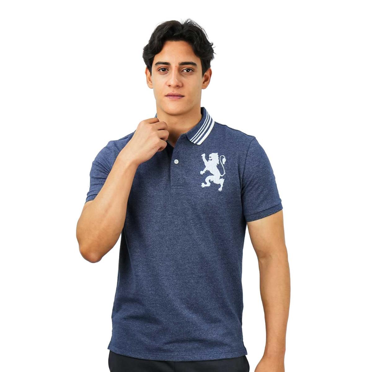 Men's 3D Lion Polo: Slim Fit, Bold Embroidery, Premium Pique