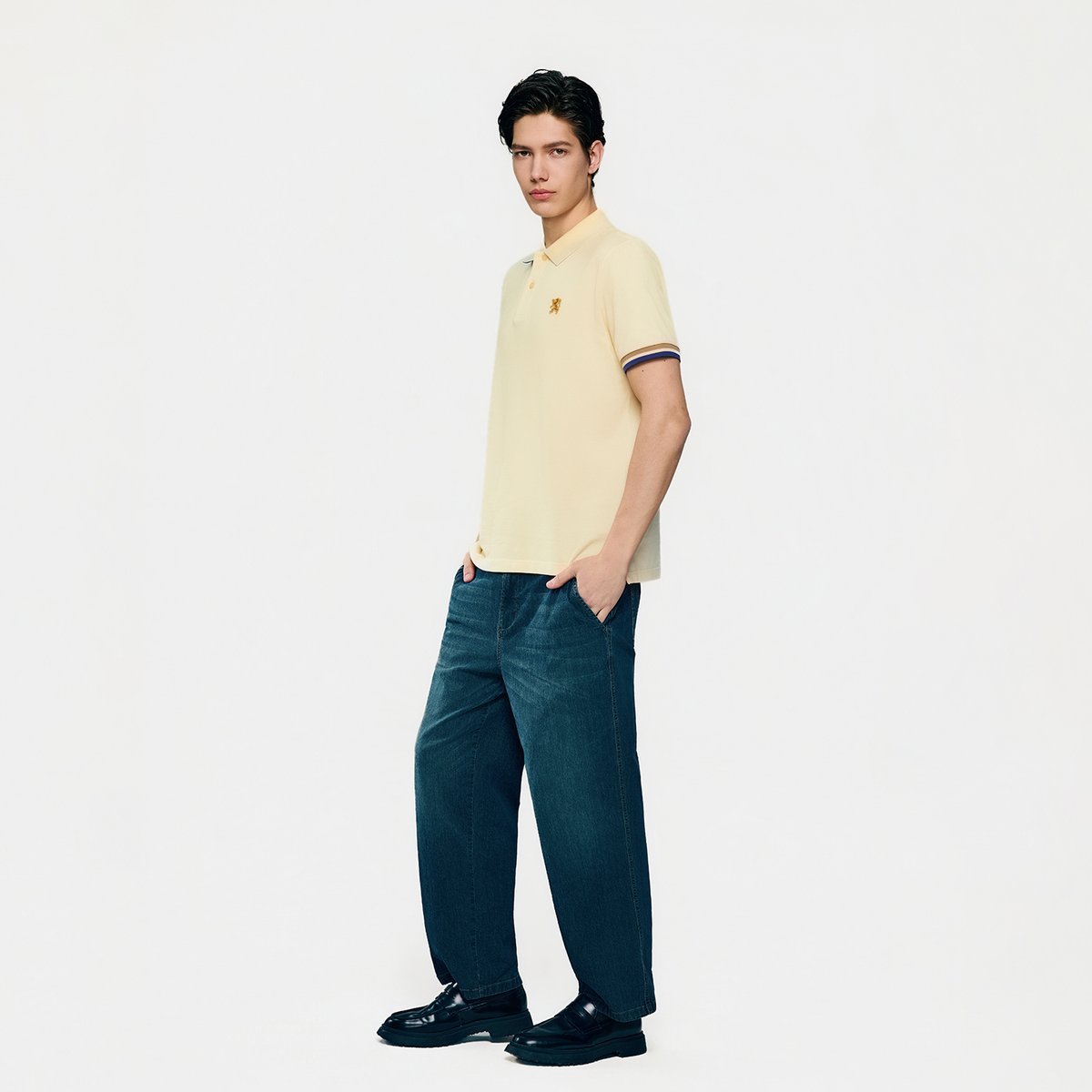 Men's Slim Fit Embroidered Solid Polo