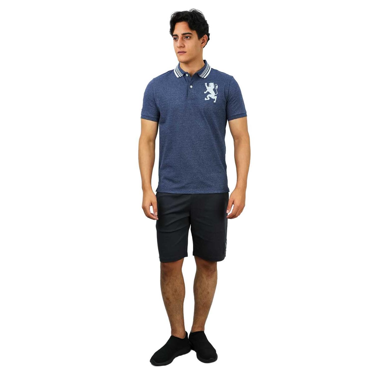 Men's 3D Lion Polo: Slim Fit, Bold Embroidery, Premium Pique