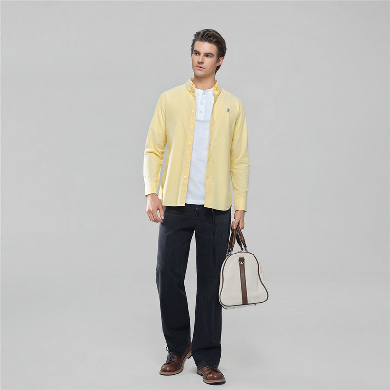 Men's Cotton Slim Oxford Shirt With Embroidery