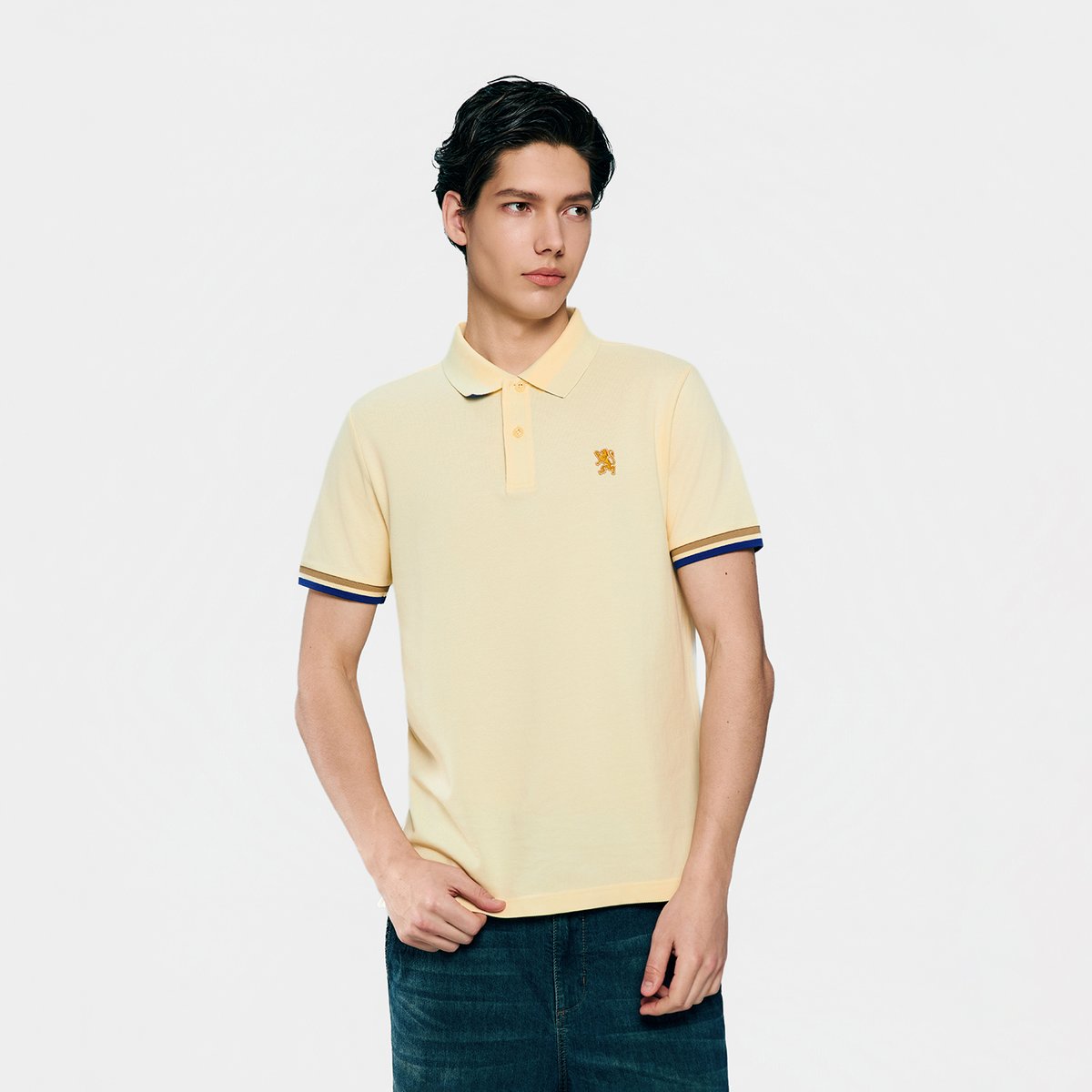 Men's Slim Fit Embroidered Solid Polo