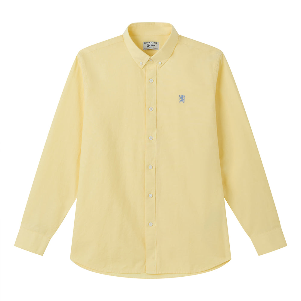 Men's Cotton Slim Oxford Shirt With Embroidery