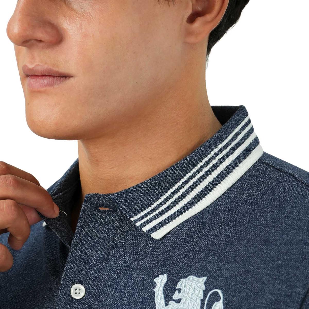 Men's 3D Lion Polo: Slim Fit, Bold Embroidery, Premium Pique
