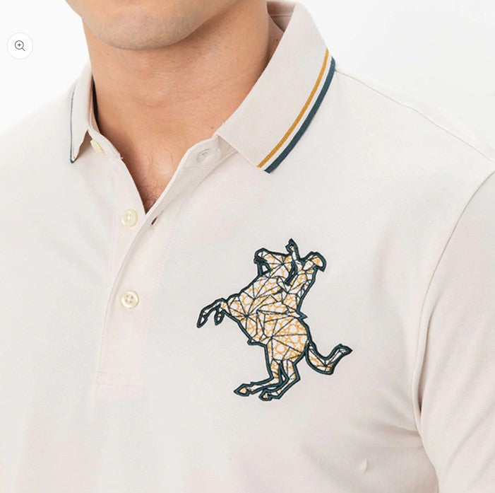 Men's Slim Fit Cotton Short Sleeve Napoleon Polo