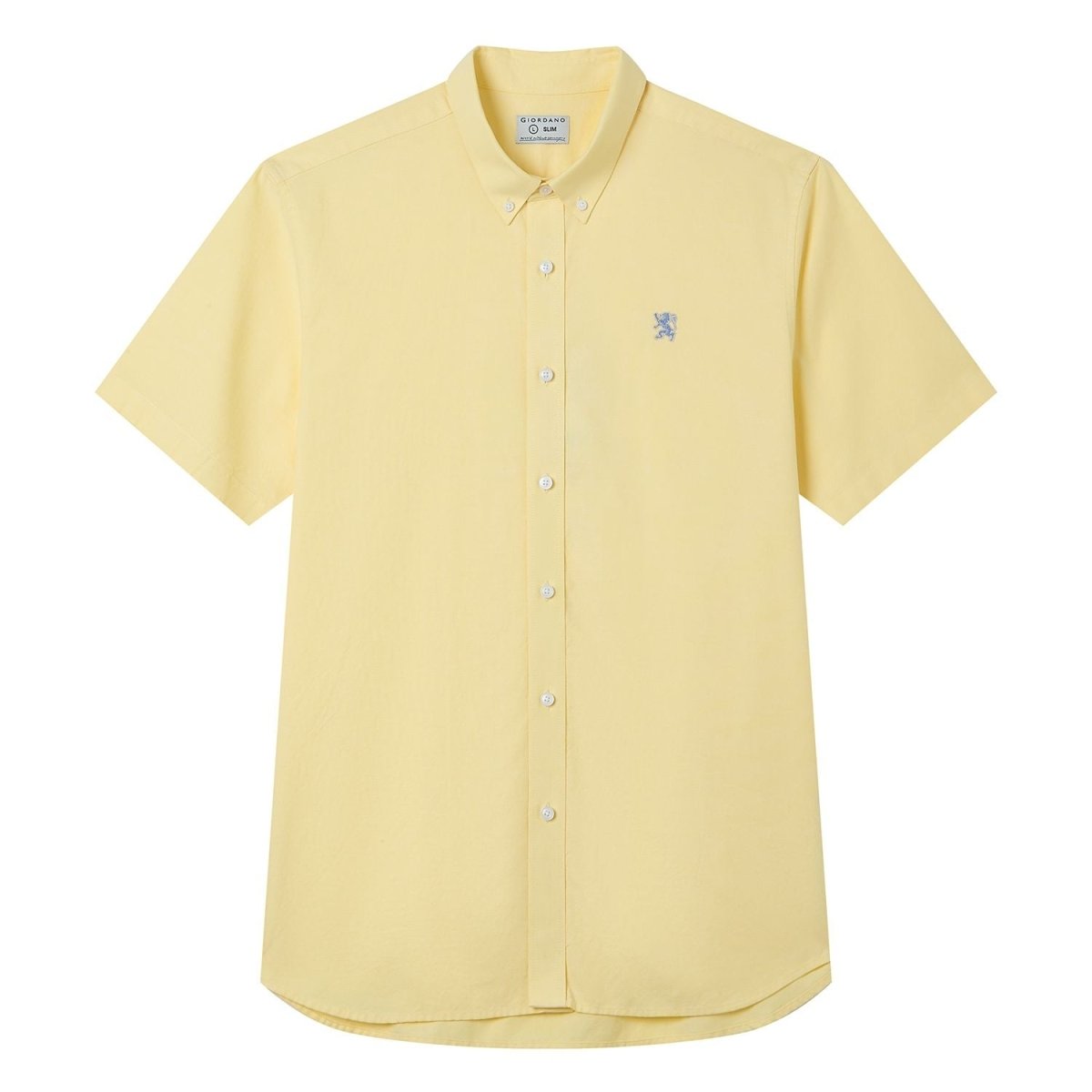 Men's Cotton Oxford Slim Fit Short-Sleeve Shirt with Embroidery