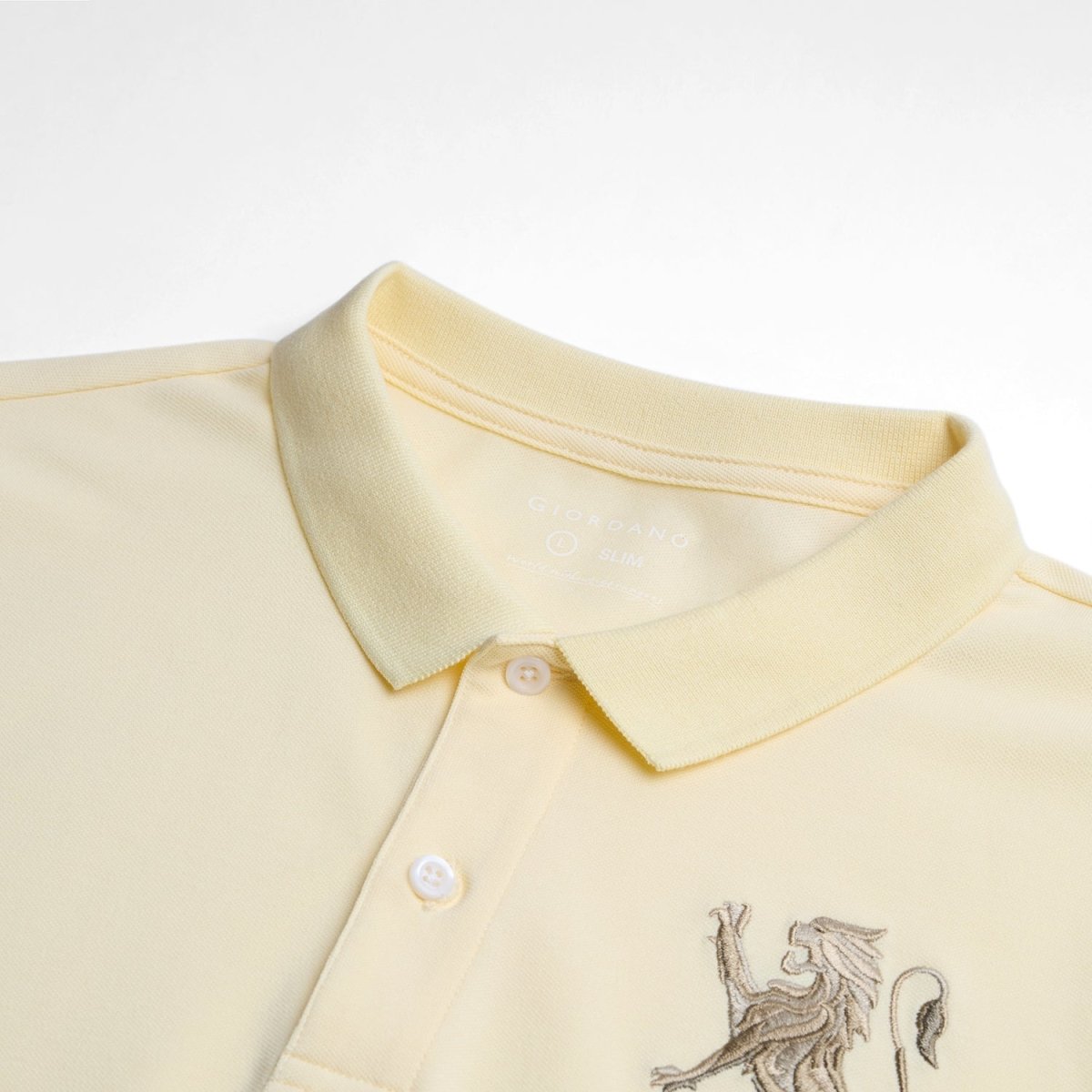 Men’s Slim Fit 3D Lion Embroidery Lycra Pique Polo
