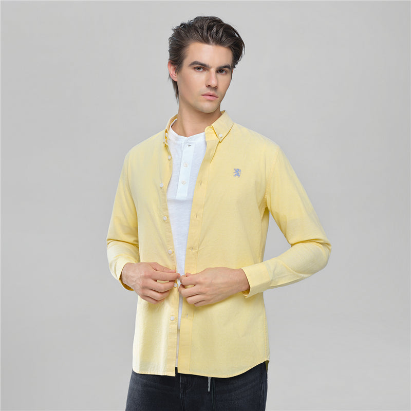 Men's Cotton Slim Oxford Shirt With Embroidery