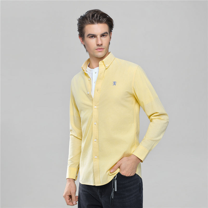 Men's Cotton Slim Oxford Shirt With Embroidery