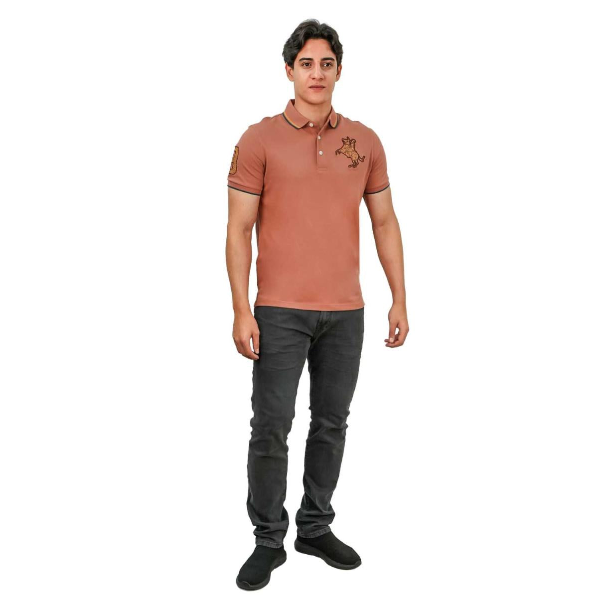 Men's Slim Fit Cotton Short Sleeve Napoleon Polo