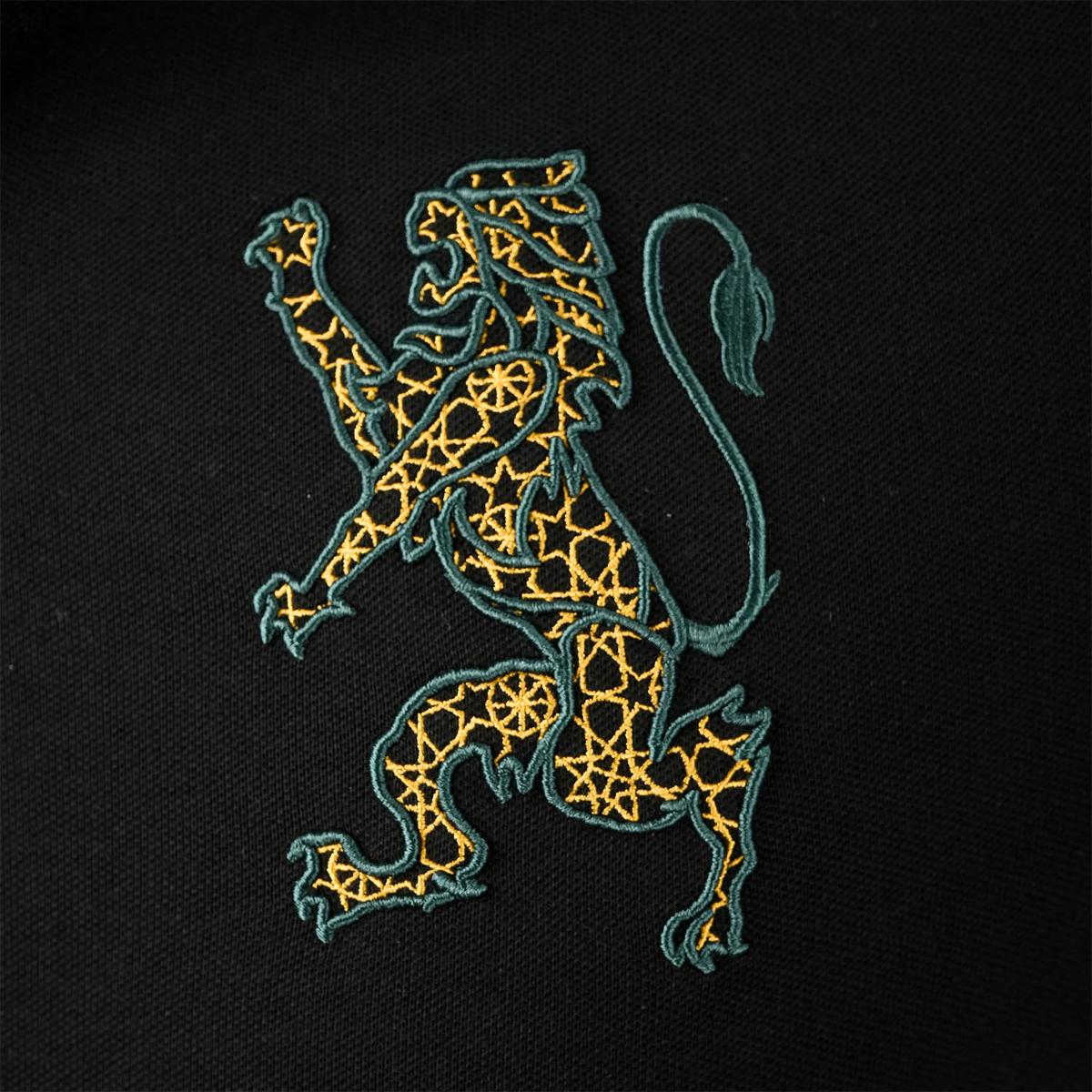 Men's 3D Lion Polo: Slim Fit, Bold Embroidery, Premium Pique