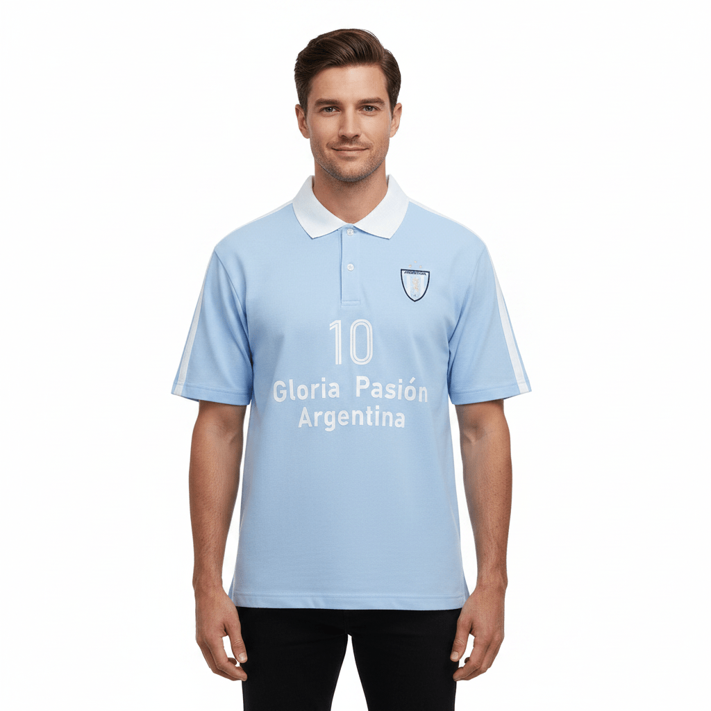 Men Slim Cotton Lycra World Cup Embroidered Polo