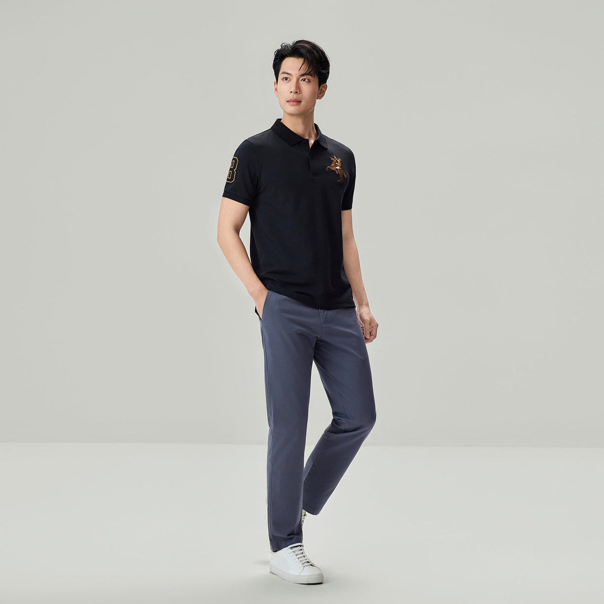 Men’s Slim Fit Napoleon Embroidery Lycra Pique Polo