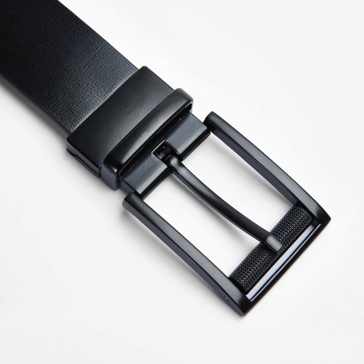 Leather Belt with Reversible Buckle