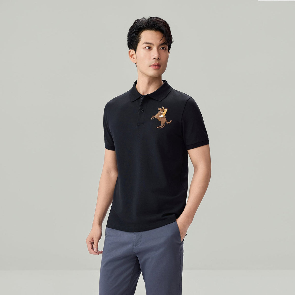 Men’s Slim Fit Napoleon Embroidery Lycra Pique Polo