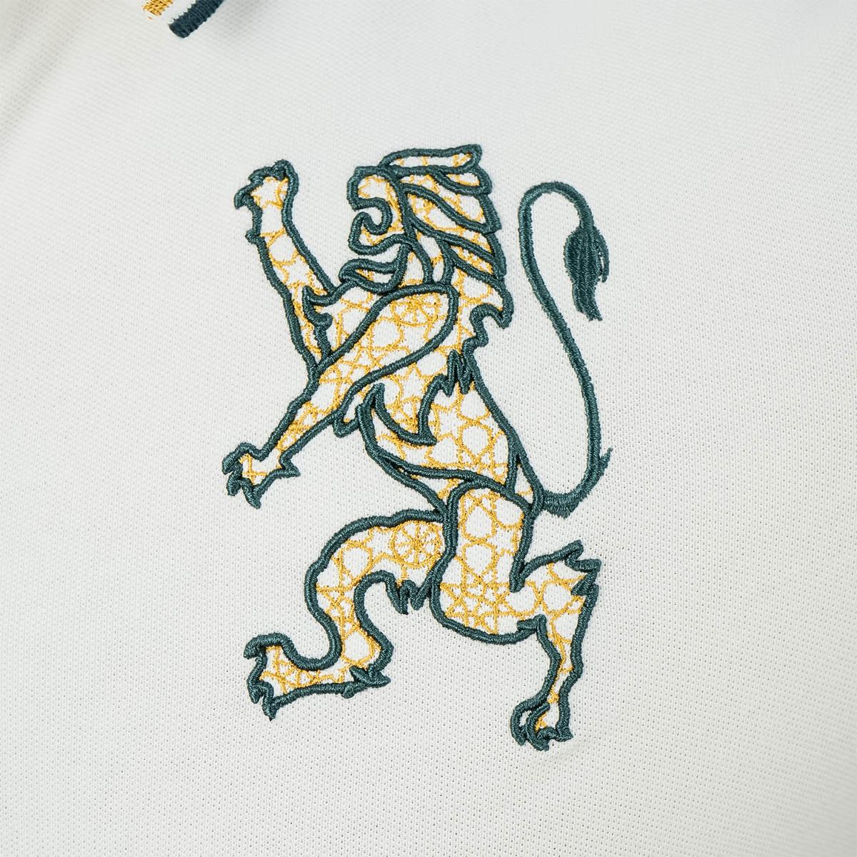 Men's 3D Lion Polo: Slim Fit, Bold Embroidery, Premium Pique