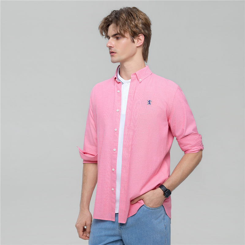 Men's Cotton Slim Oxford Shirt With Embroidery
