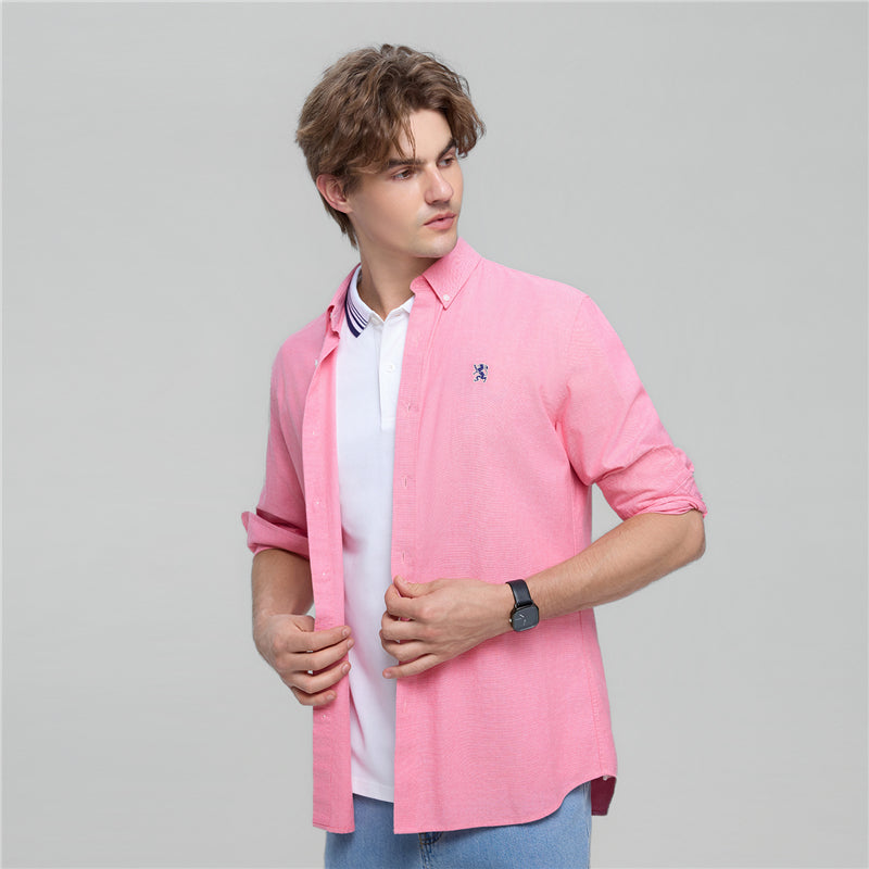 Men's Cotton Slim Oxford Shirt With Embroidery